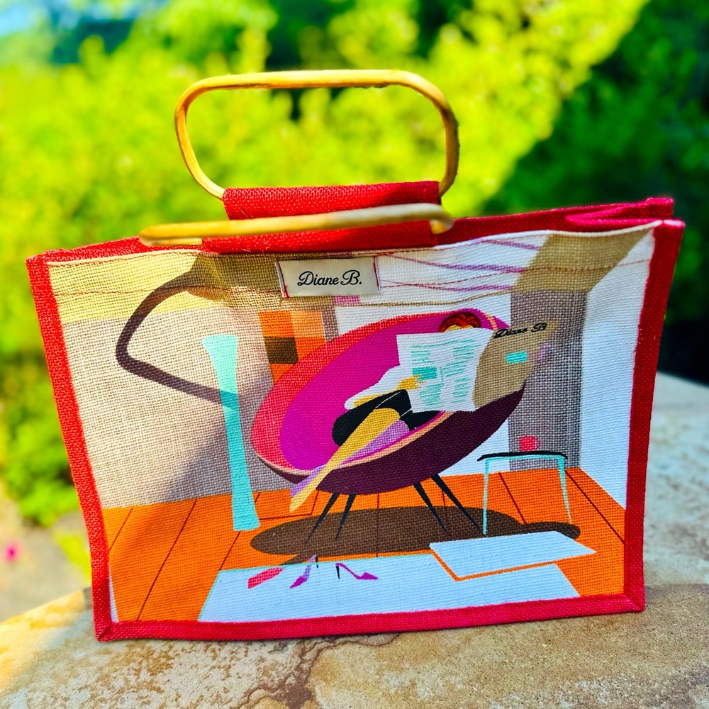 Diane B. 𖣊 MCM Themed 𖣊 Printed Burlap Tote Market Bag